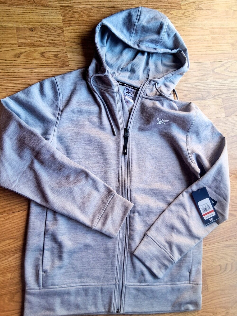 NWT Mens REEBOK zip Jacket, Gray Sz S, MSRP $55.